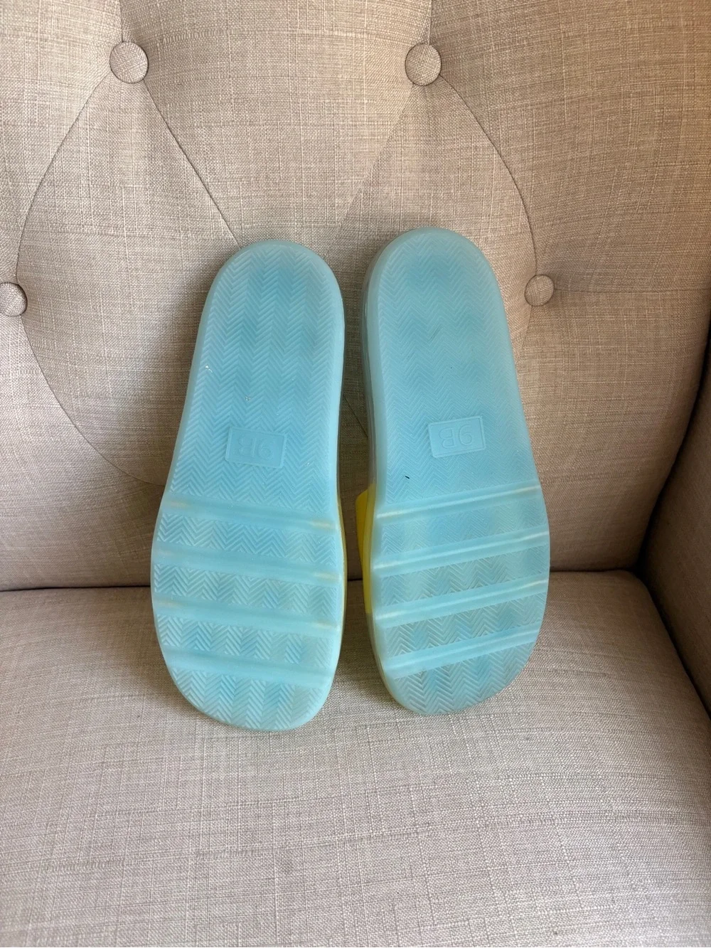 Tory Burch Yellow & Light Blue Slide Sandals